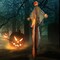 6 Feet Hanging Pumpkin Ghost with Red Glowing Eyes and Bendable Arms